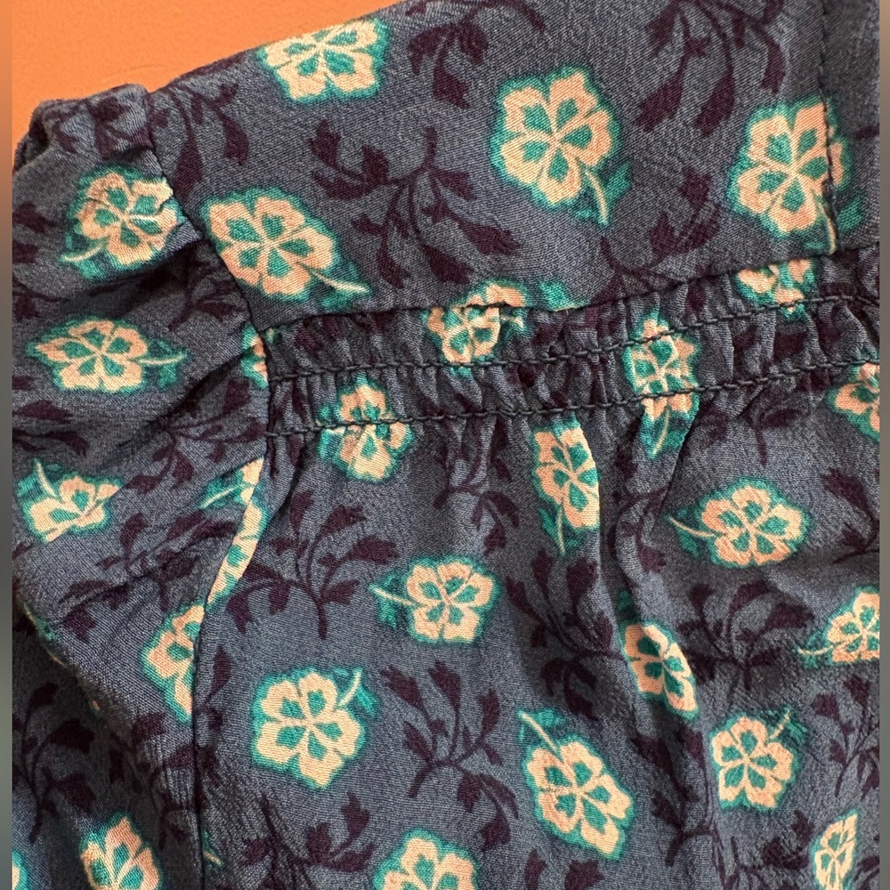 Talbots Navy Floral Button-Front Blouse - Picture 5 of 8